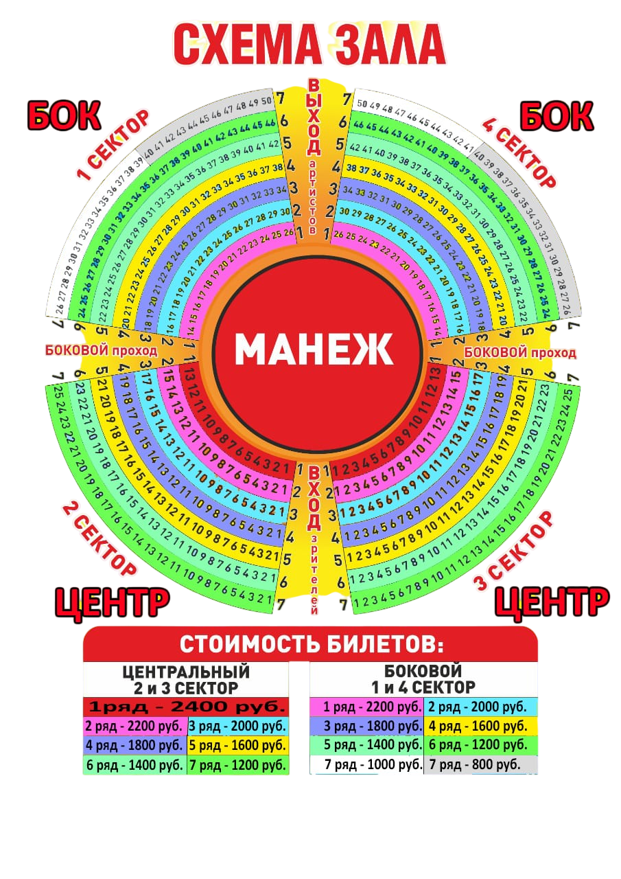 Схема зала уфимский цирк Корона империи в г.Уфа 2025